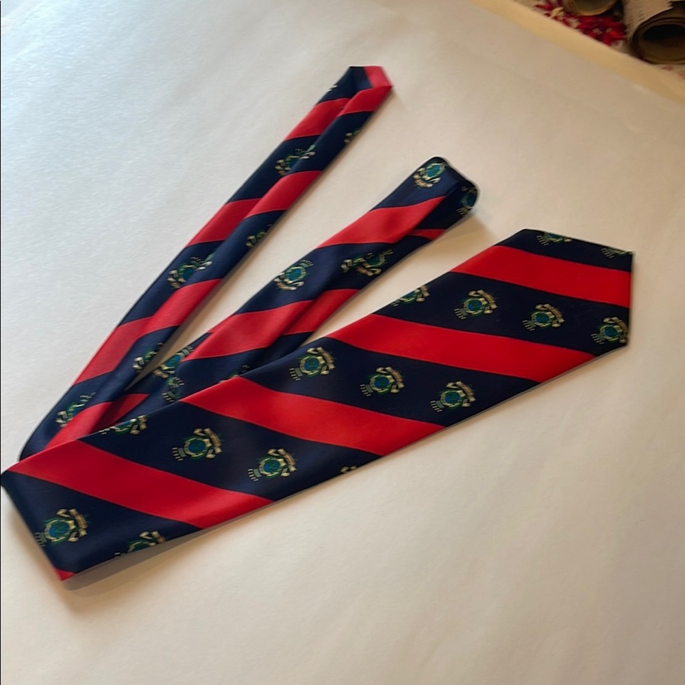 Elegant Red and Blue Striped Men's Tie by Christian Armand hand made 100% silk